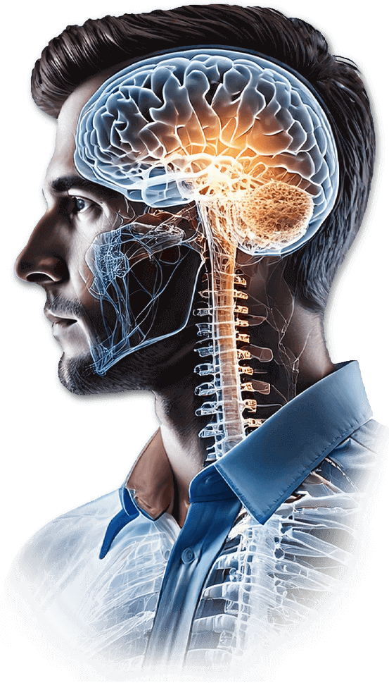 Human brain and nervous system illustration for neurological exam education
